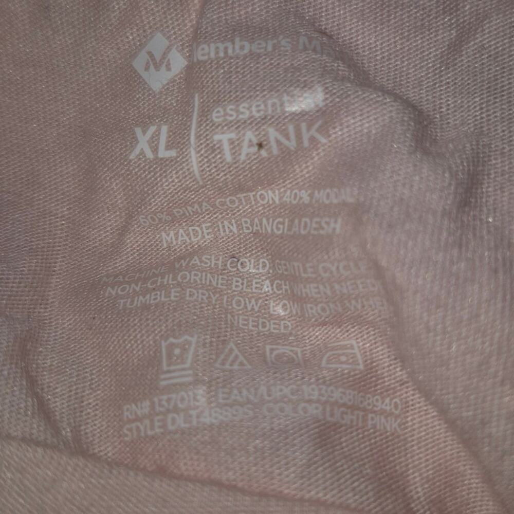 Members Mark Womens Sz XL Pink Relaxed Fit Curved Hem Essential Tank Top 8219 - Picture 3 of 4